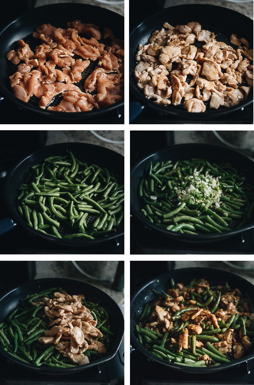 String bean chicken cooking process