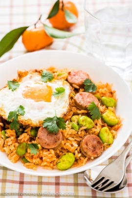 Tomato Fried Rice with Sausage | omnivorescookbook.com