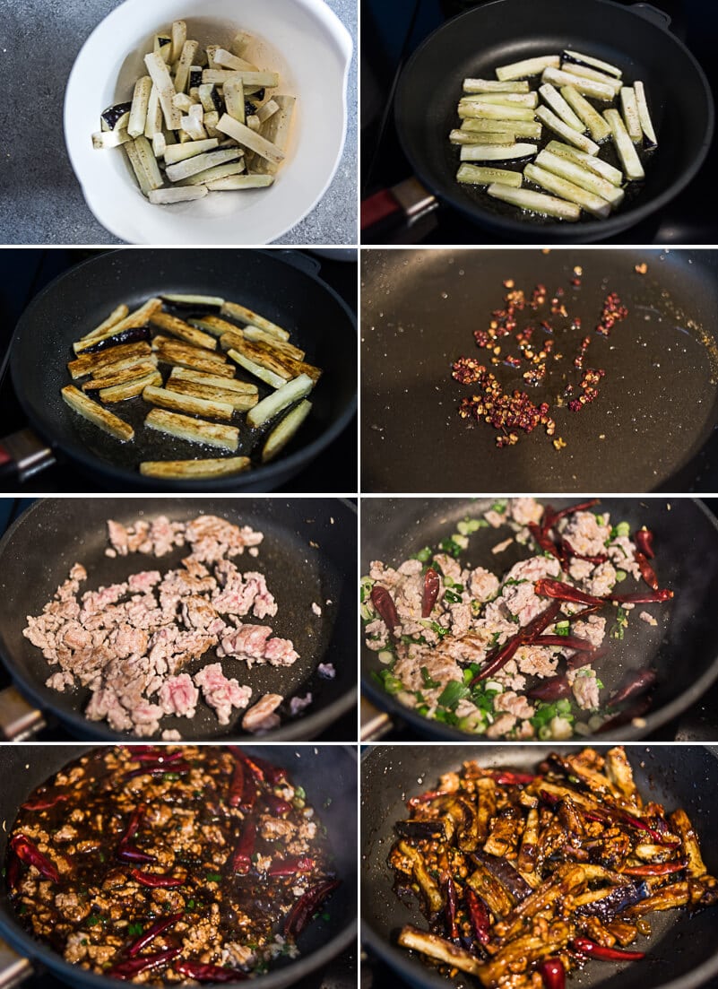 Sichuan Eggplant Stir Fry Cooking Process