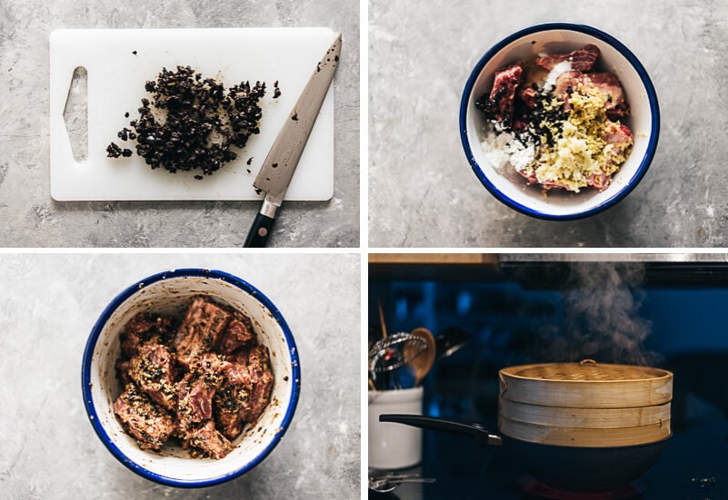 Steamed Ribs in Black Bean Sauce Cooking Process