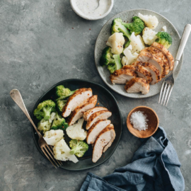 Tender, juicy chicken breast roasted with a rich, spicy dry rub. Only 30 minutes required, including prep and cooking. {Gluten-Free}