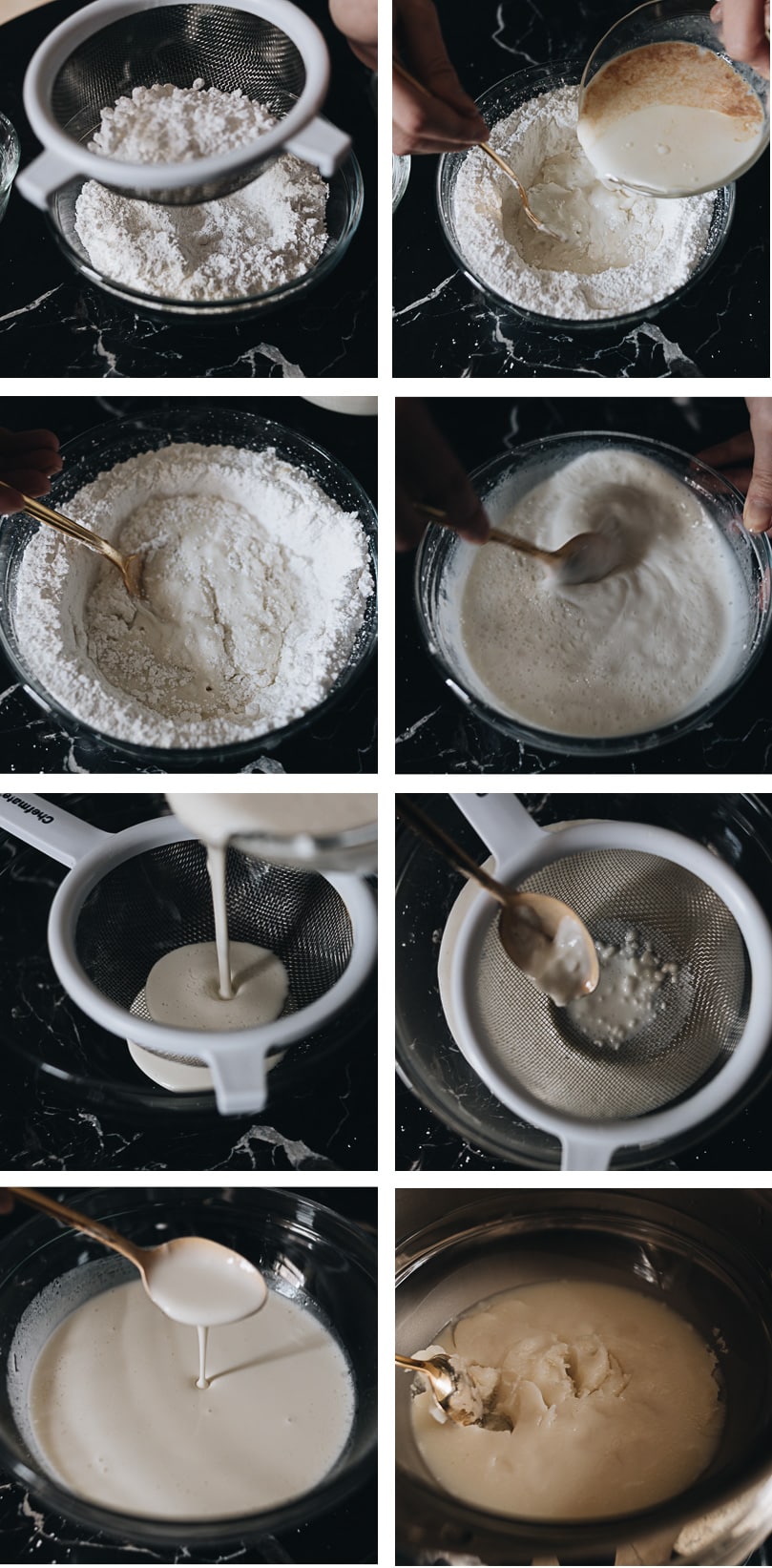 Snow skin mooncake dough making step-by-step - mix and steam the dough