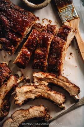 BBQ pork ribs close-up