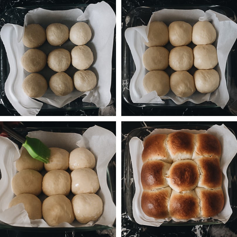 Baking milk bread rolls