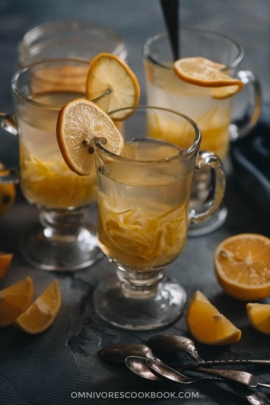 Homemade citron tea using meyer lemons