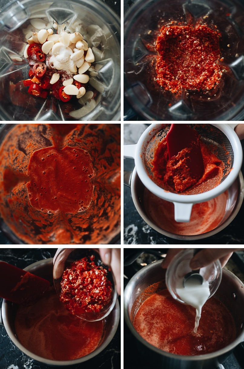 Making chili garlic sauce step-by-step