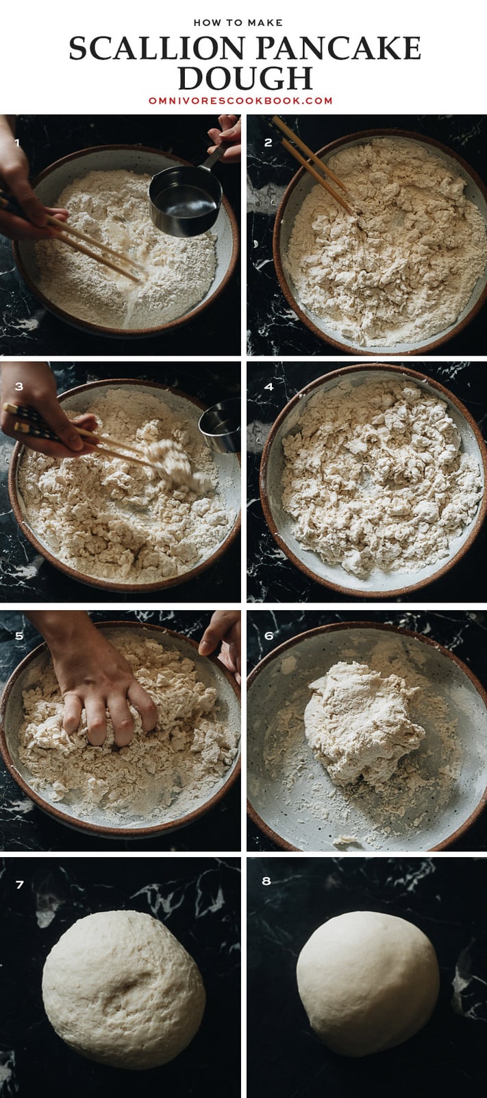 Making scallion pancake dough step-by-step