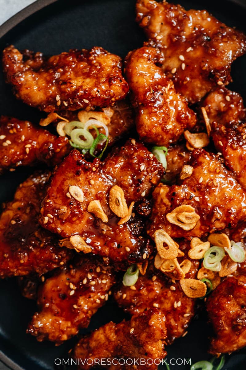 Crispy pork with honey garlic sauce