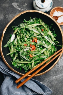 Chinese tiger salad with cucumber, green onion, and chile pepper