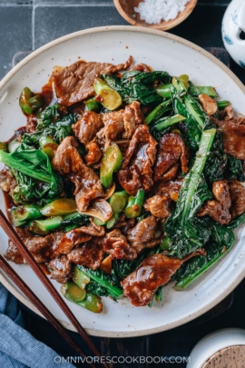 Stir fried beef with Chinese broccoli