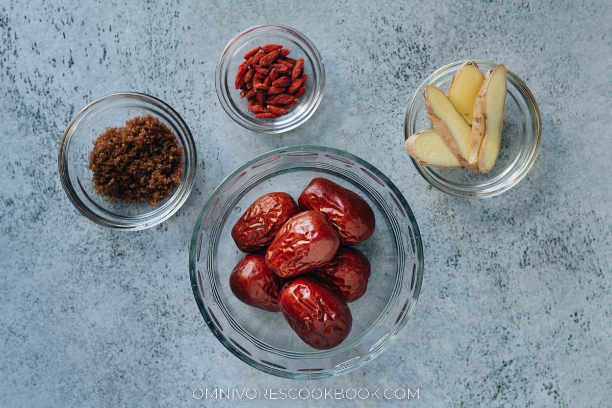 Ingredients for making jujube tea