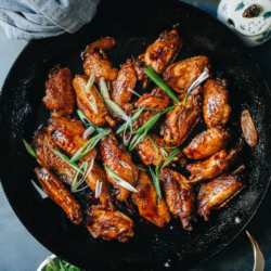 Coca-Cola Chicken wings combine Chinese sauces and Coca-Cola to create savory and sweet glazed BBQ style wings on the stovetop. They are super easy to put together and fun to eat - perfect for a weekday dinner or meal prep for the week. {Gluten-Free Adaptable}