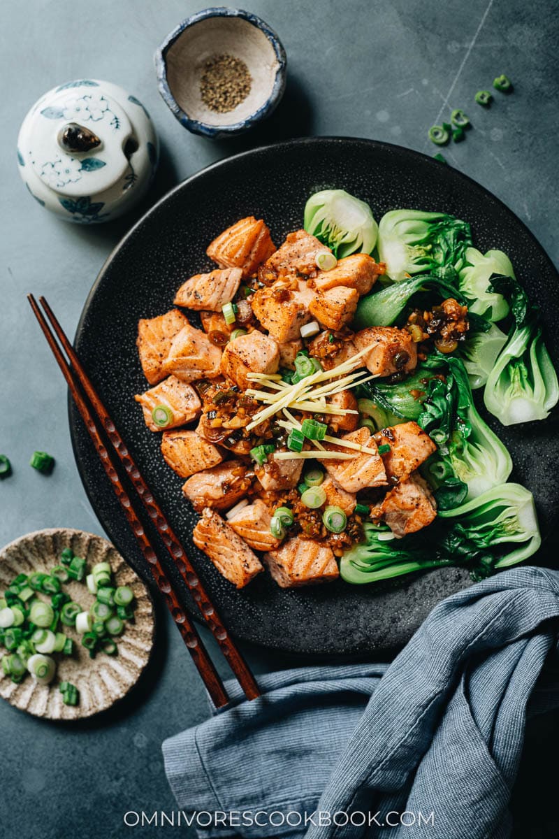 Chinese style pan fried salmon