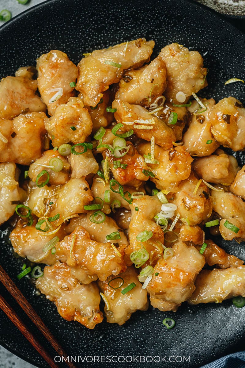 Chinese lemon chicken close up