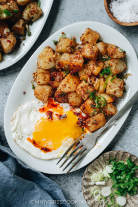Chinese sauteed potato with runny egg